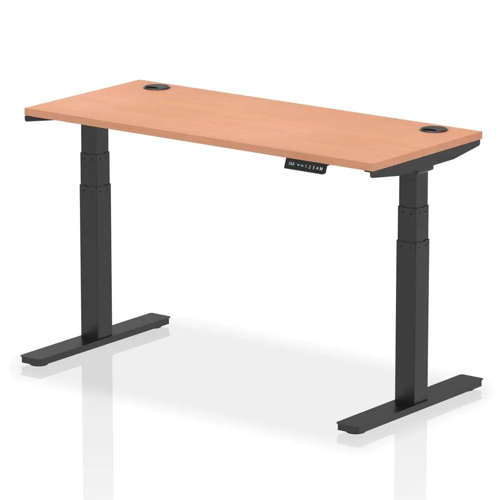 Troy 140cm Adjustable Laptop Desk - Black, Beech