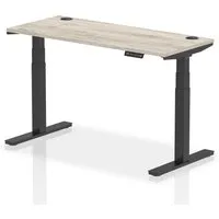 Troy 140cm Adjustable Laptop Desk - Black, Grey Oak