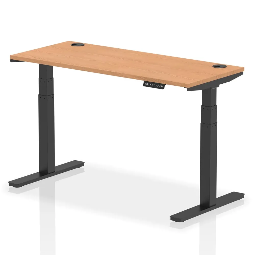Troy 140cm Adjustable Laptop Desk - Black, Oak