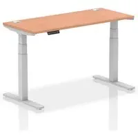 Troy 140cm Adjustable Laptop Desk - Silver, Beech