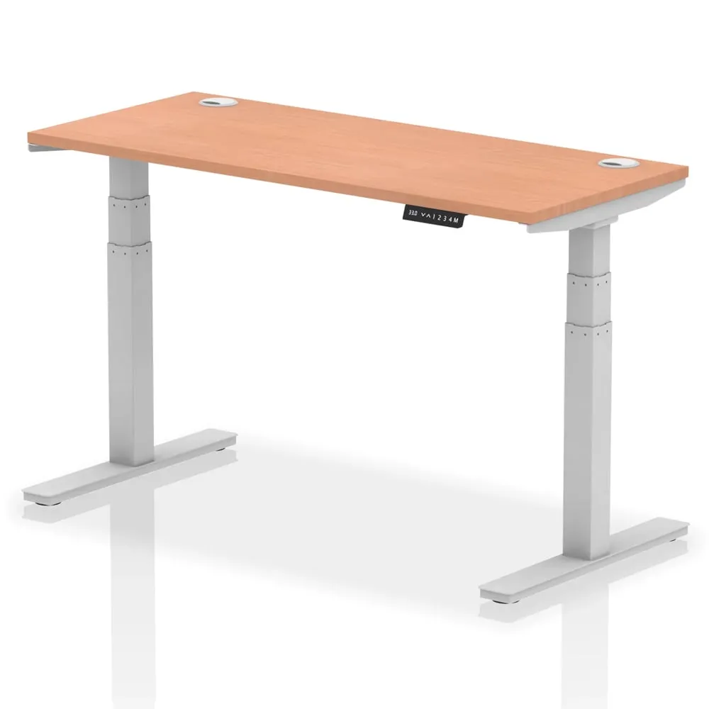 Troy 140cm Adjustable Laptop Desk - Silver, Beech