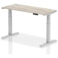 Troy 140cm Adjustable Laptop Desk - Silver, Grey Oak