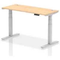 Troy 140cm Adjustable Laptop Desk - Silver, Maple