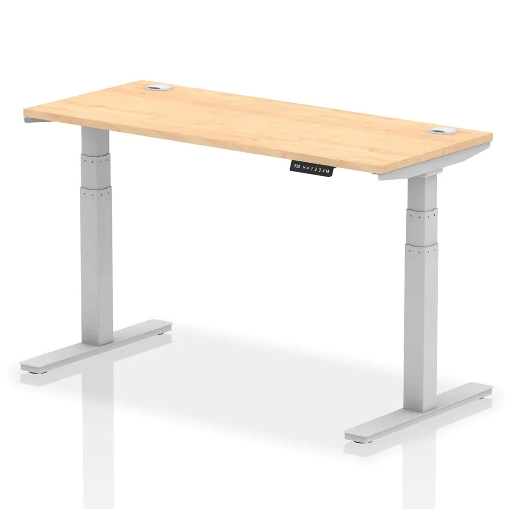 Troy 140cm Adjustable Laptop Desk - Silver, Maple