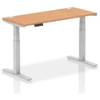 Troy 140cm Adjustable Laptop Desk - Silver, Oak