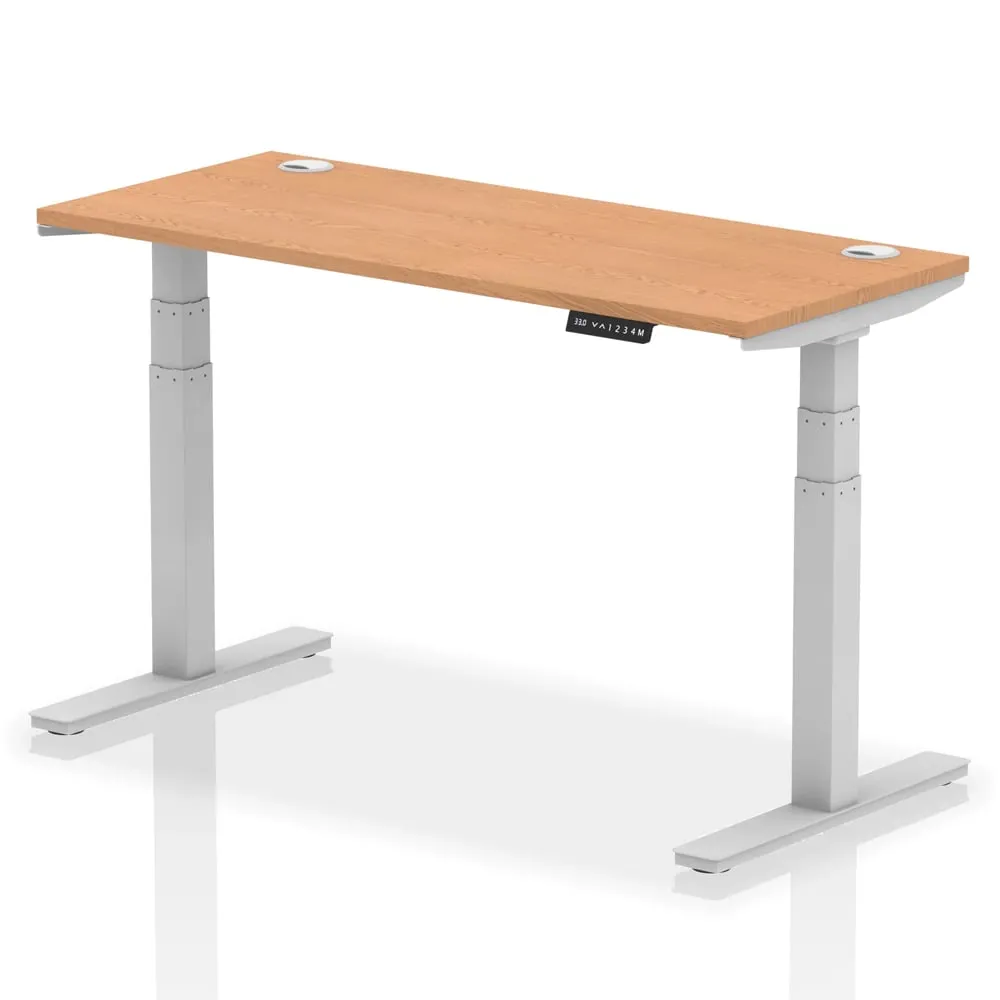 Troy 140cm Adjustable Laptop Desk - Silver, Oak