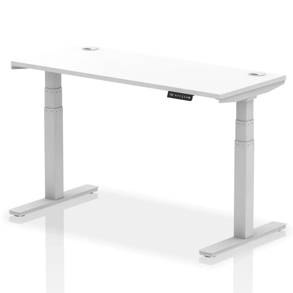 Troy 140cm Adjustable Laptop Desk - Silver, White