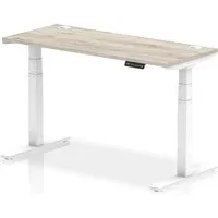 Troy 140cm Adjustable Laptop Desk - White, Grey Oak