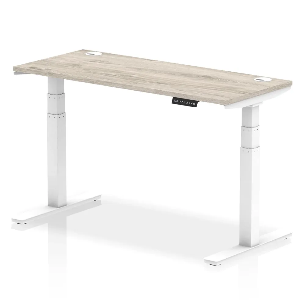 Troy 140cm Adjustable Laptop Desk - White, Grey Oak