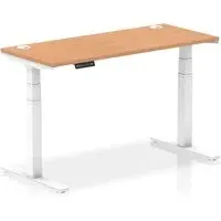Troy 140cm Adjustable Laptop Desk - White, Oak