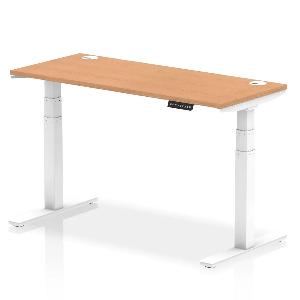 Troy 140cm Adjustable Laptop Desk - White, Oak