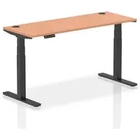 Troy 160cm Adjustable Laptop Desk with Black Legs - Beech