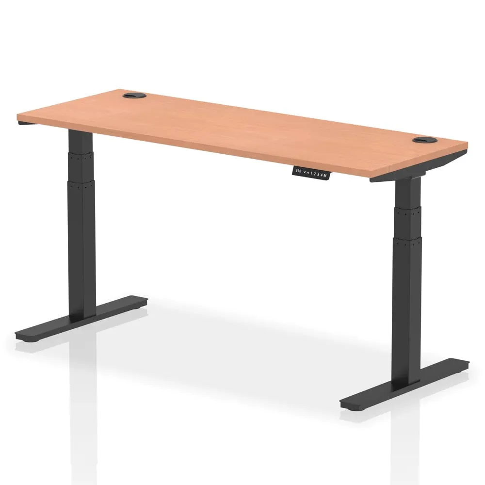 Troy 160cm Adjustable Laptop Desk with Black Legs - Beech