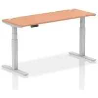 Troy 160cm Adjustable Laptop Desk with Silver Legs - Beech