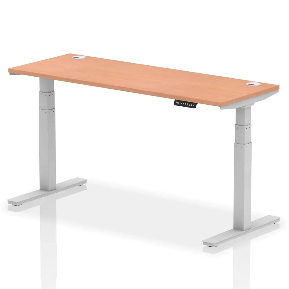 Troy 160cm Adjustable Laptop Desk with Silver Legs - Beech