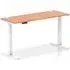Troy 160cm Adjustable Laptop Desk with White Legs - Beech