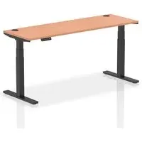 Troy 180cm Adjustable Laptop Desk with Black Legs - Beech
