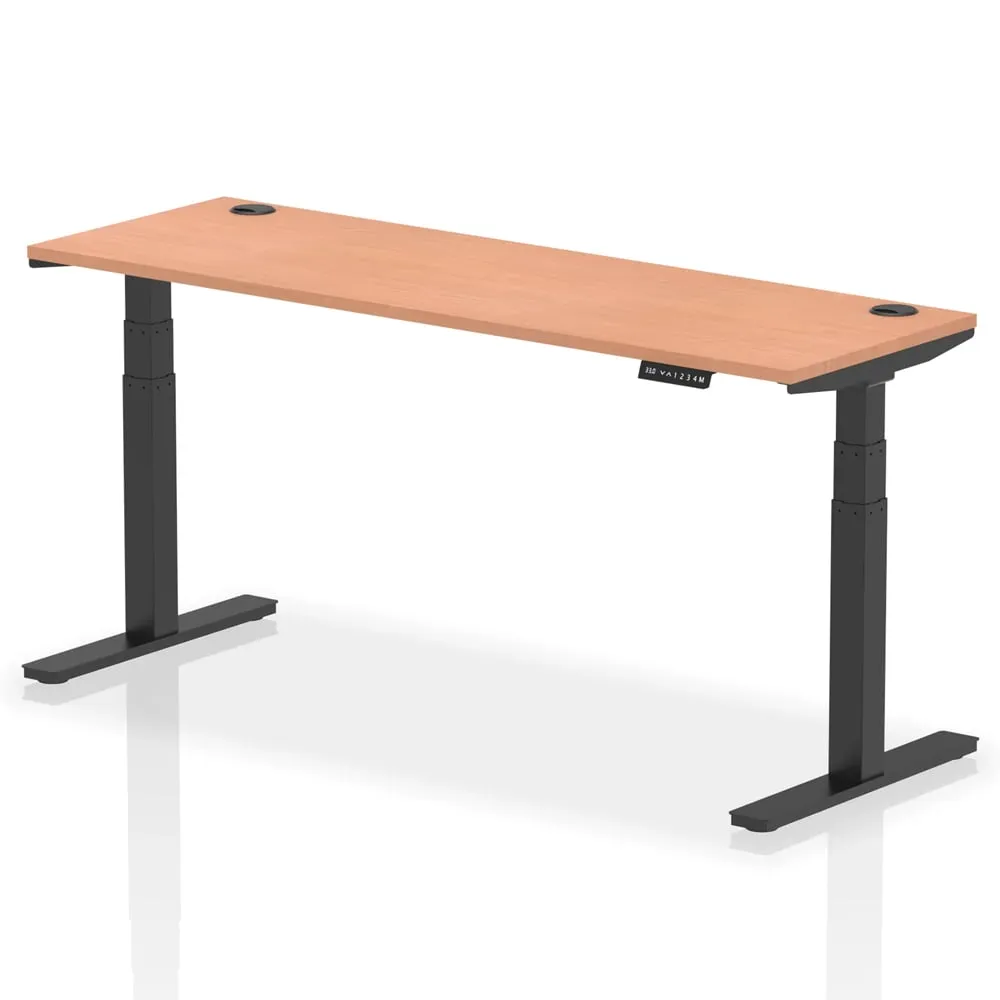 Troy 180cm Adjustable Laptop Desk with Black Legs - Beech