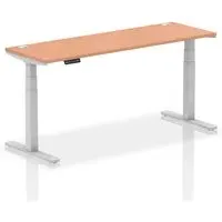 Troy 180cm Adjustable Laptop Desk with Silver Legs - Beech