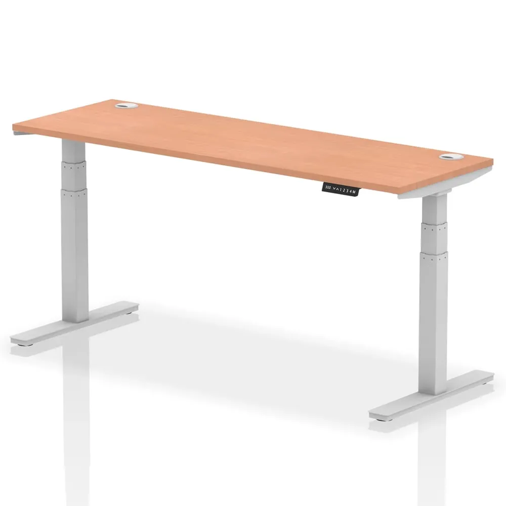 Troy 180cm Adjustable Laptop Desk with Silver Legs - Beech