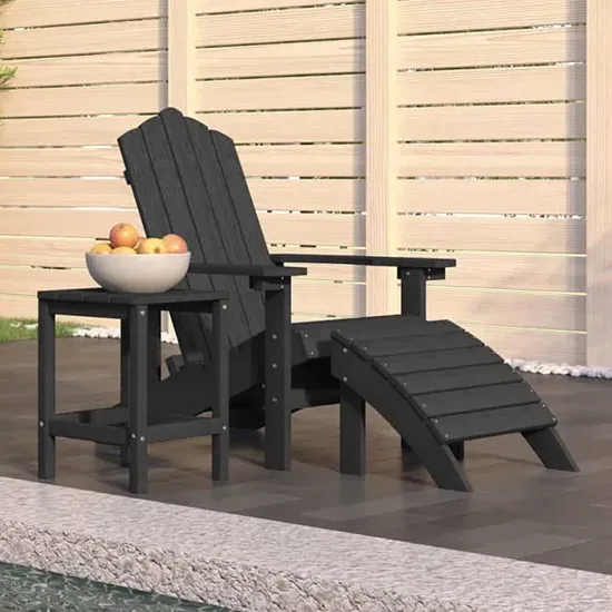 Troy Adirondack Armchair with Footstool & Table - Anthracite, HDPE product