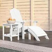 Troy Garden HDPE Armchair with Footstool and Table - White