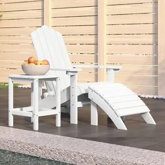 Troy Garden HDPE Armchair with Footstool and Table - White