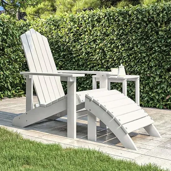 Troy Garden HDPE Armchair with Footstool - White image