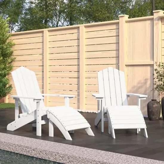 Troy Garden HDPE Armchairs with Footstools Pair - White