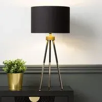 Troy Tripod Table Lamp - Black, Linen