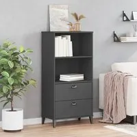 Truro 2 Shelf Bookcase - Anthracite, Pine Wood