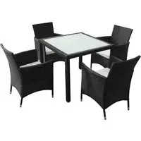 Truro 5 Piece Outdoor Dining Set with Cushions - Black, Rattan