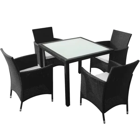 Truro 5 Piece Outdoor Dining Set with Cushions - Black, Rattan