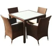 Truro 5 Piece Outdoor Dining Set with Cushions - Brown, Rattan