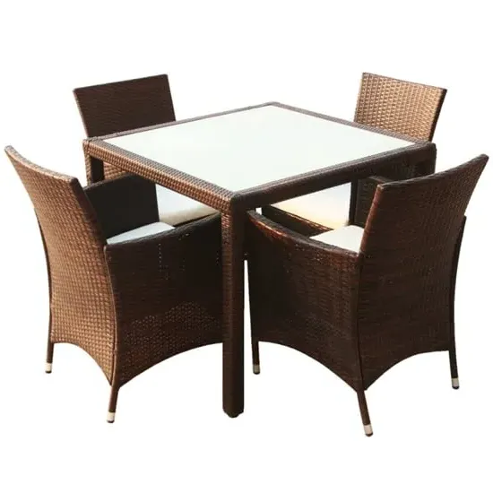 Truro 5 Piece Outdoor Dining Set with Cushions - Brown, Rattan