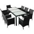 Truro 9 Piece Outdoor Dining Set with Cushions - Black, Rattan