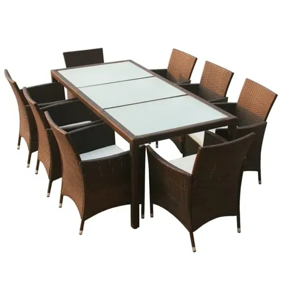 Truro 9 Piece Outdoor Dining Set with Cushions - Brown, Rattan image