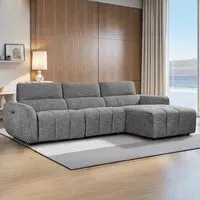 Truro L-Shaped Corner Sofa with Electric Recliner - Charcoal