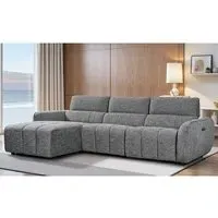 Truro L-Shaped Corner Sofa with Electric Recliner - Charcoal