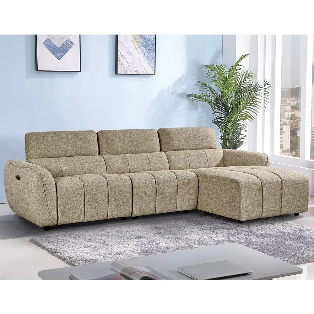 Truro L-Shaped Corner Sofa with Electric Recliner - Mocha