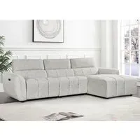 Truro L-Shaped Corner Sofa with Electric Recliner - Silver