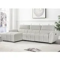 Truro L-Shaped Corner Sofa with Electric Recliner - Silver