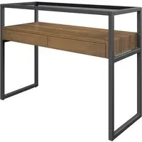 Tucson Clear Glass Console Table with 2 Drawers - Glass, Wood
