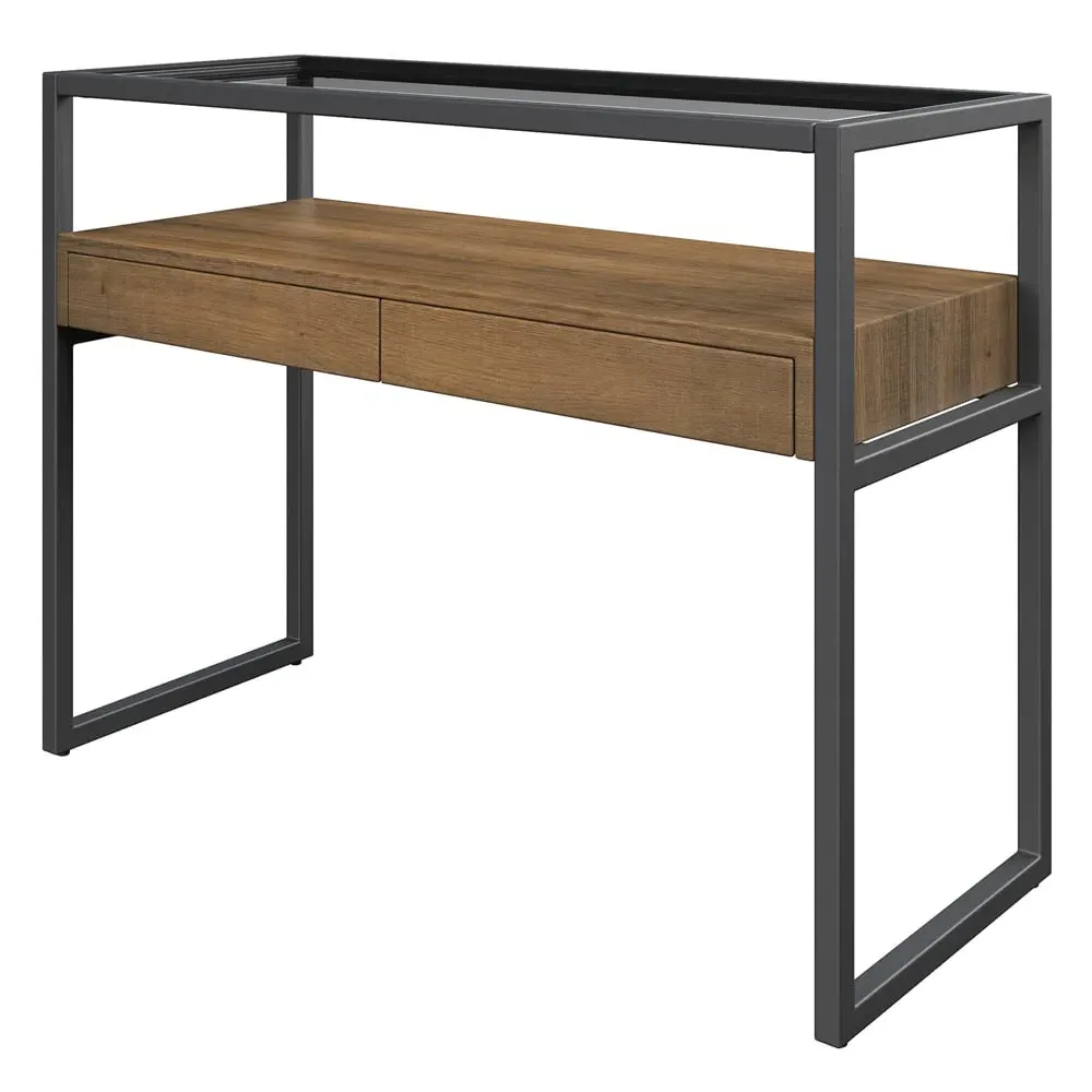 Tucson Clear Glass Console Table with 2 Drawers - Glass, Wood image