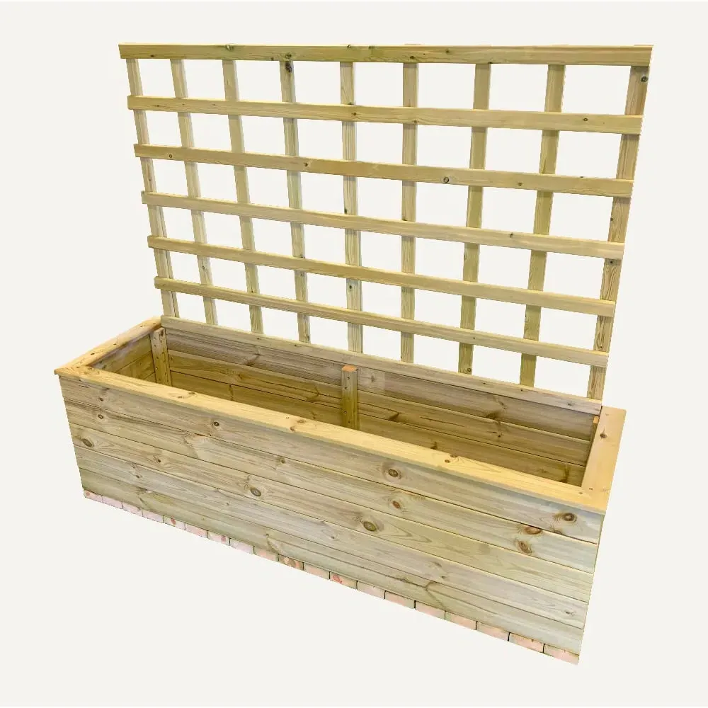 Tulare Wooden Garden Planter with Trellis - Natural product