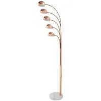 Tupelo Floor Lamp with 5 Arms - Copper, White Marble