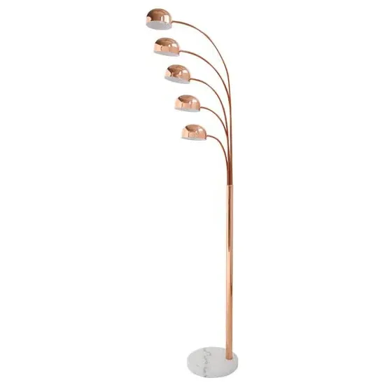 Tupelo Floor Lamp with 5 Arms - Copper, White Marble image