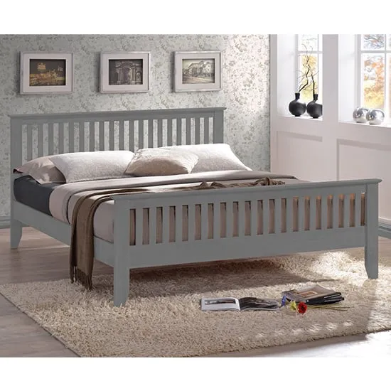 Turin King Size Bed Frame - Grey, Hevea Hardwood image