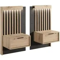 Turin Set of 2 Bedside Tables - Artisan Oak