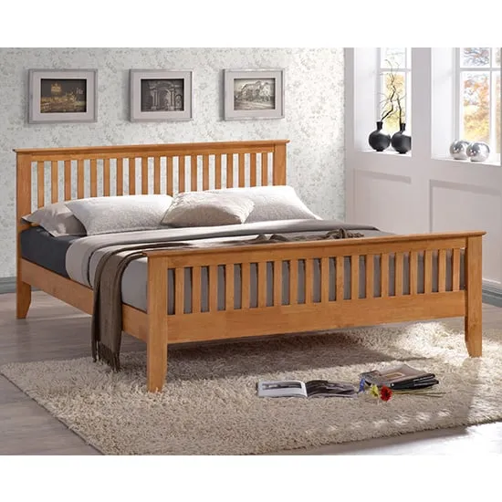 Turin Single Bed Frame - Honey Oak, Hevea Hardwood